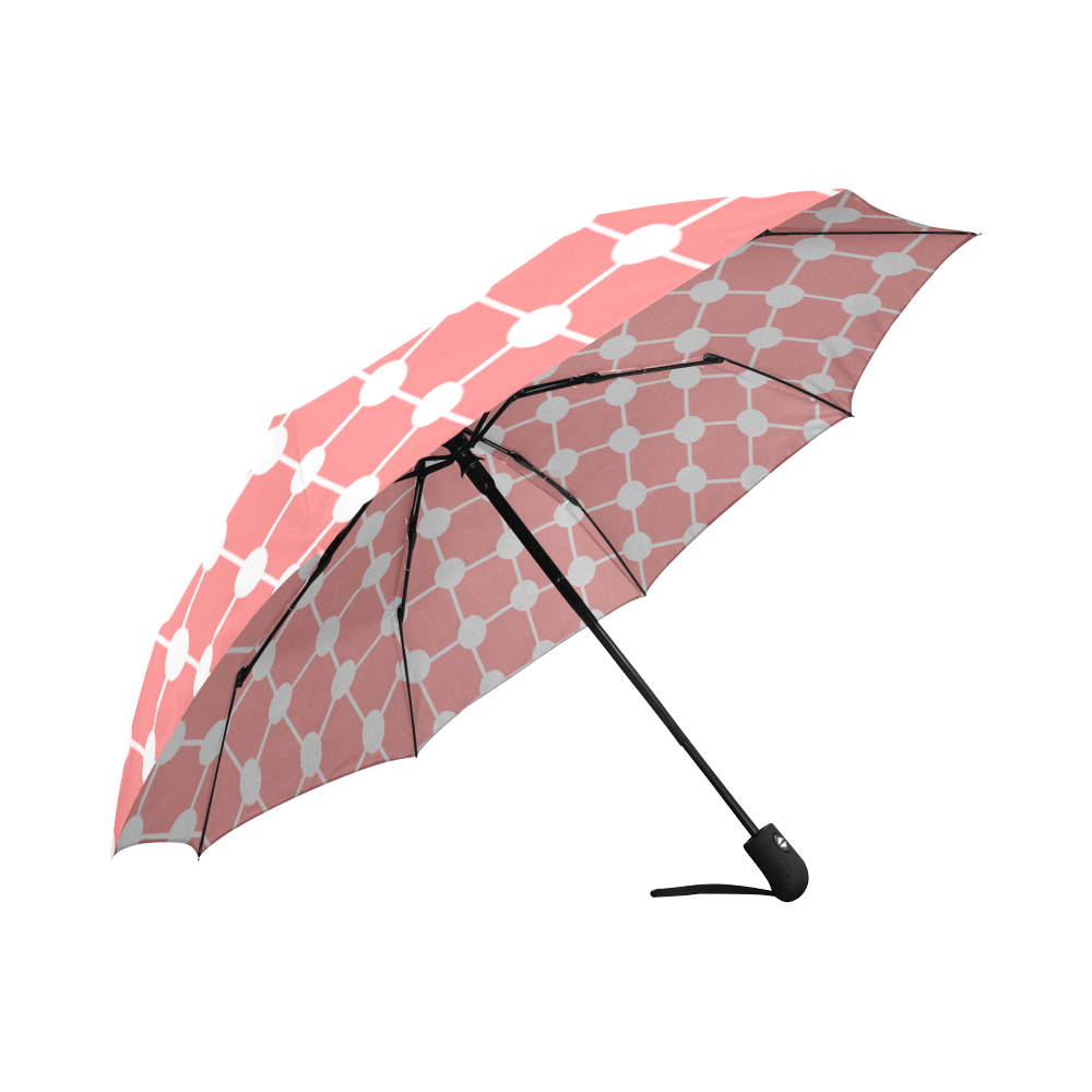 Coral Trellis Dots Auto-Foldable Umbrella (Model U04)