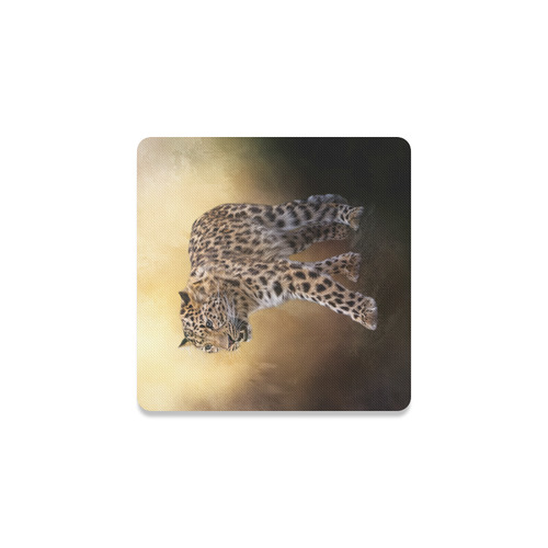 A magnificent painted Amur leopard Square Coaster