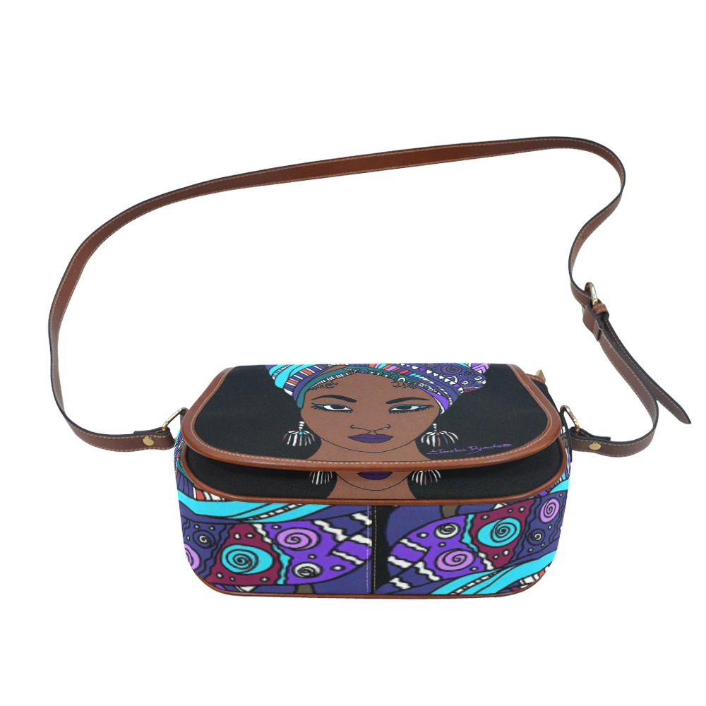 Lady In Purple Saddle Bag/Small (Model 1649) Full Customization