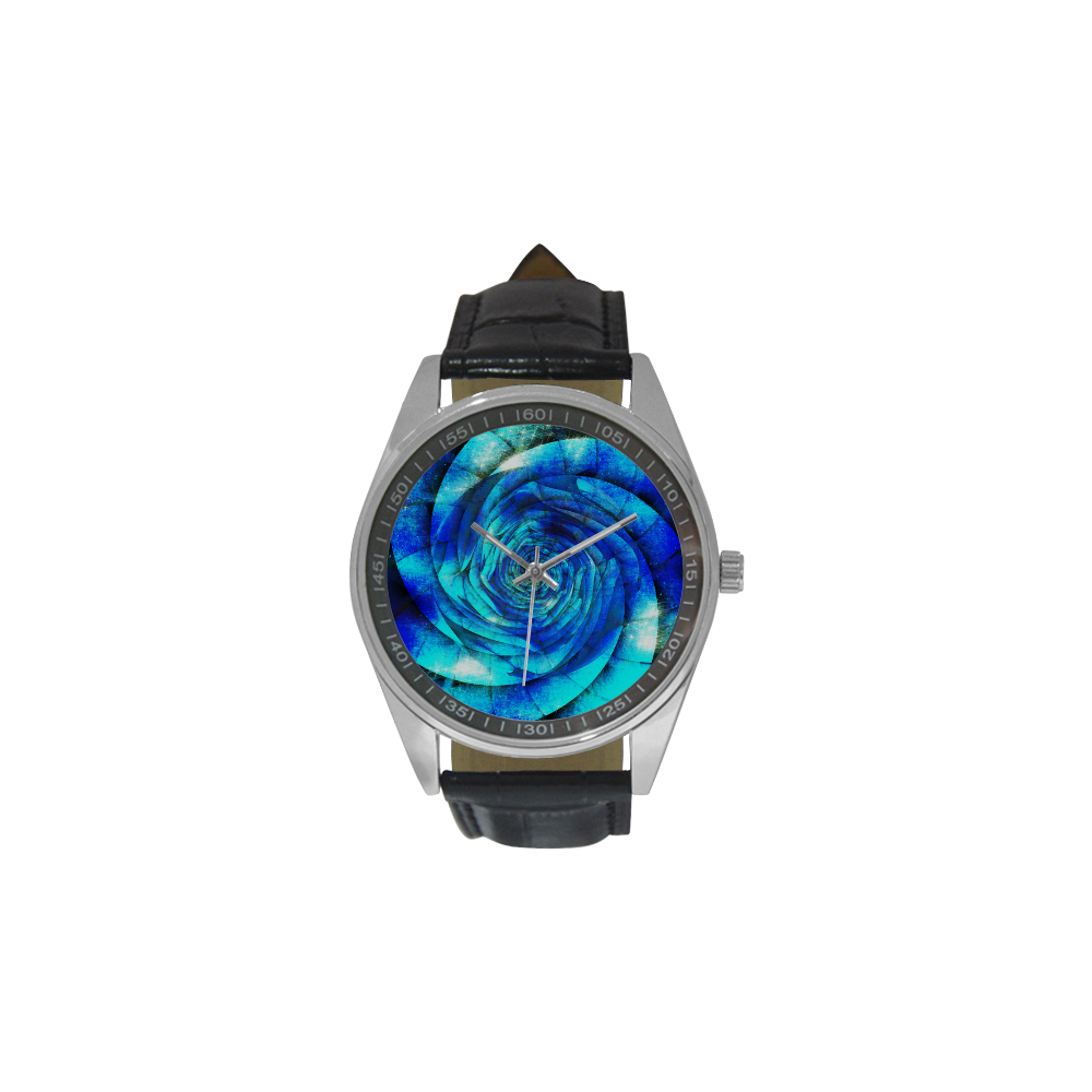 Galaxy Wormhole Spiral 3D - Jera Nour Men's Casual Leather Strap Watch(Model 211)