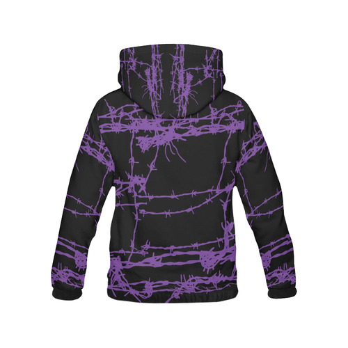 Purple Barbed Wire Goth Print All Over Print Hoodie for Women (USA Size) (Model H13)