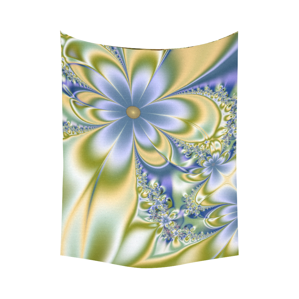 Silky Flowers Cotton Linen Wall Tapestry 60"x 80"