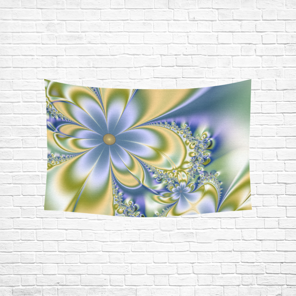 Silky Flowers Cotton Linen Wall Tapestry 60"x 40"