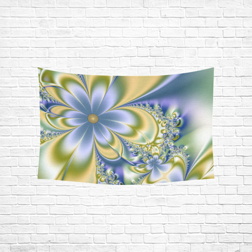 Silky Flowers Cotton Linen Wall Tapestry 60"x 40"