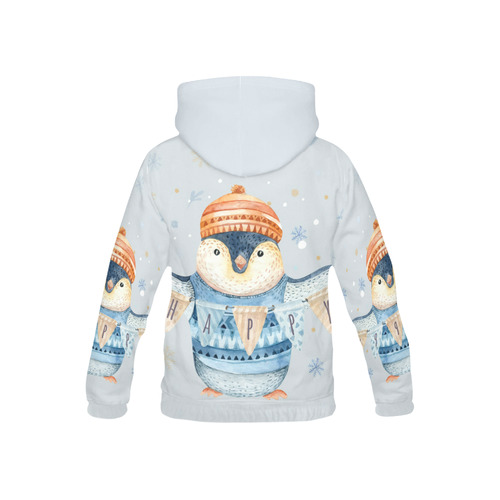 cute penguin, christmas All Over Print Hoodie for Kid (USA Size) (Model H13)