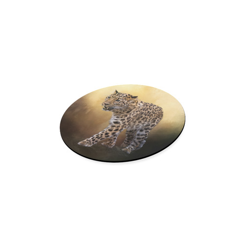 A magnificent painted Amur leopard Round Coaster
