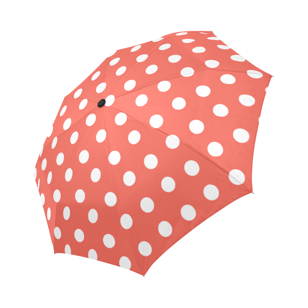 Orange Red Polka Dots Auto-Foldable Umbrella (Model U04)