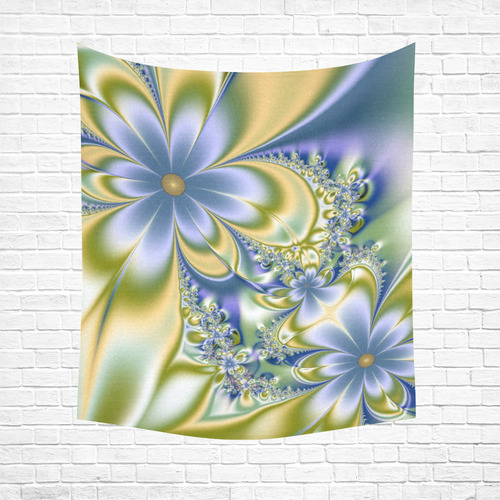 Silky Flowers Cotton Linen Wall Tapestry 51"x 60"