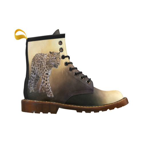 A magnificent painted Amur leopard High Grade PU Leather Martin Boots For Men Model 402H