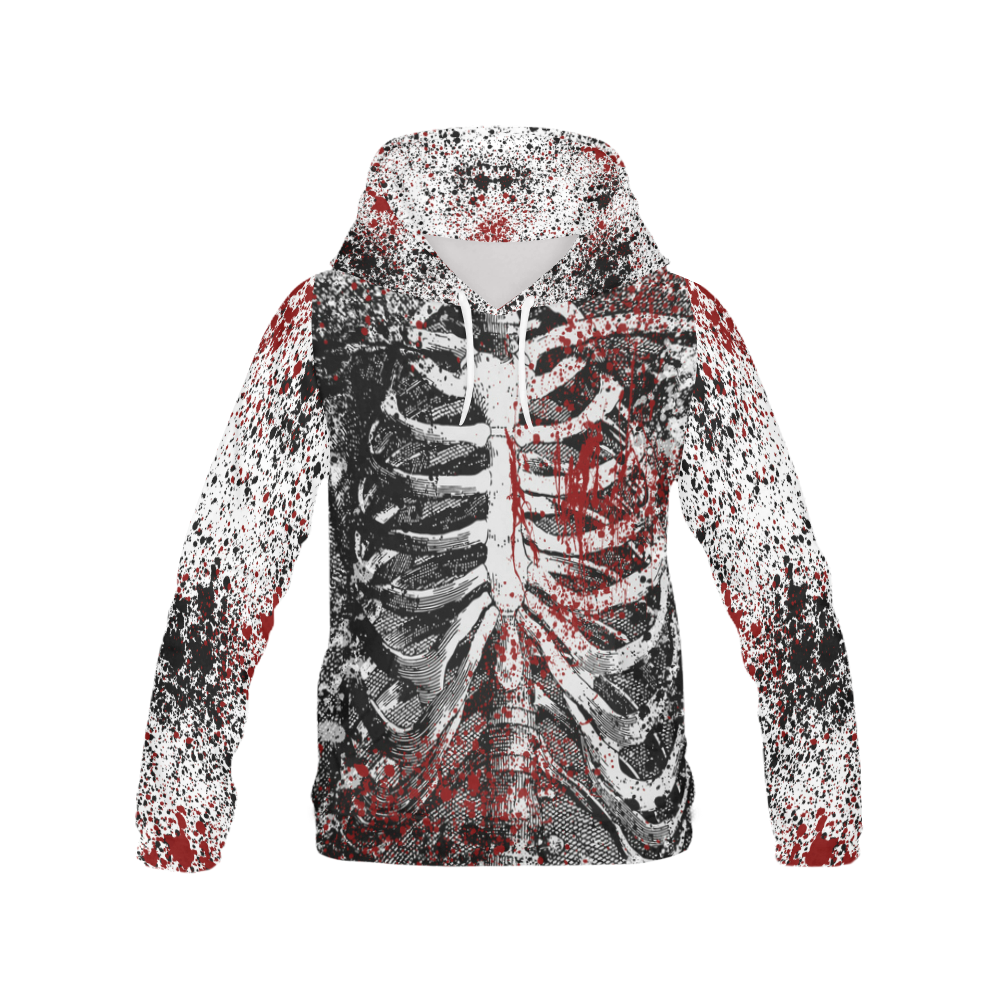 Murder In Detail Gothic Horror Art All Over Print Hoodie for Women (USA Size) (Model H13)