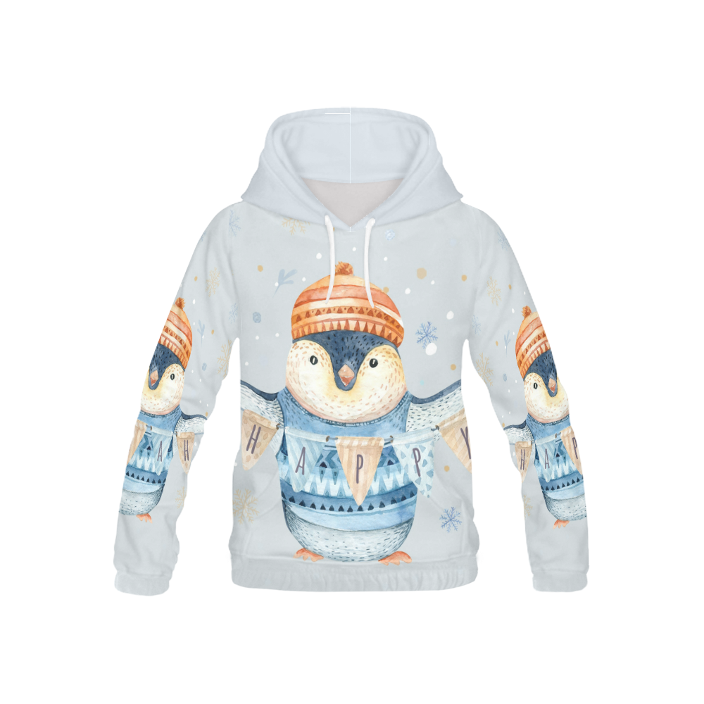 cute penguin, christmas All Over Print Hoodie for Kid (USA Size) (Model H13)