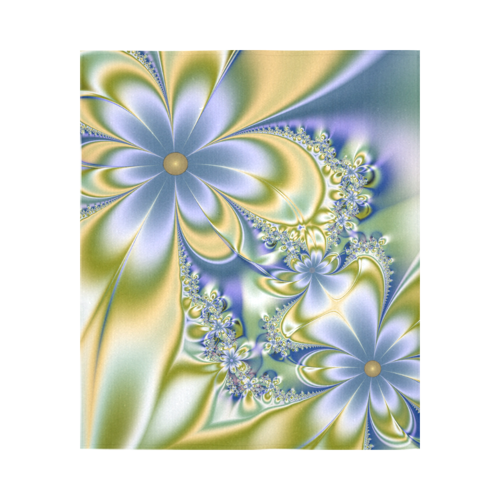 Silky Flowers Cotton Linen Wall Tapestry 51"x 60"