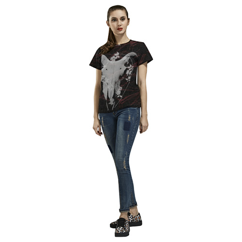 Spiderweb Skull goth tee All Over Print T-Shirt for Women (USA Size) (Model T40)