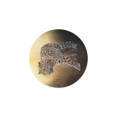 A magnificent painted Amur leopard Round Coaster