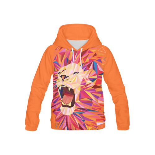 lion roaring polygon triangles All Over Print Hoodie for Kid (USA Size) (Model H13)