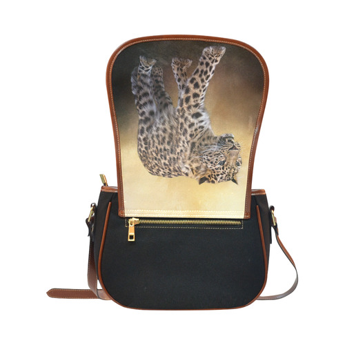 A magnificent painted Amur leopard Saddle Bag/Small (Model 1649)(Flap Customization)