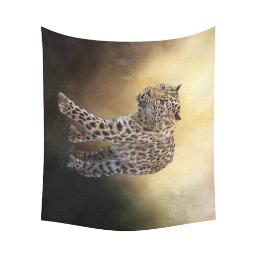 A magnificent painted Amur leopard Cotton Linen Wall Tapestry 60"x 51"