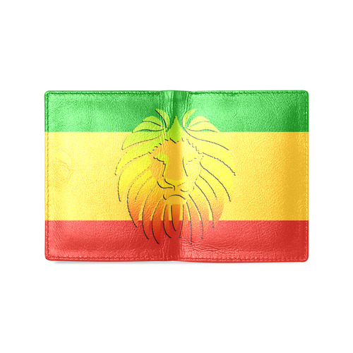 Rastafari Lion Flag green yellow red Men's Leather Wallet (Model 1612)