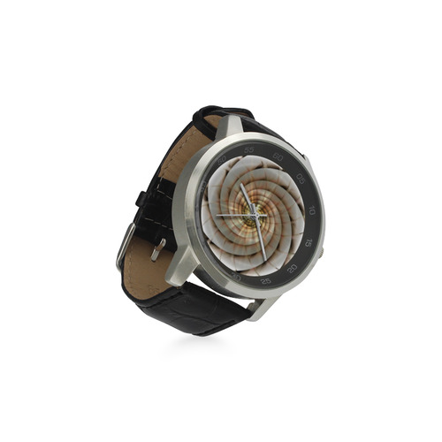Spiral Eye 3D - Jera Nour Unisex Stainless Steel Leather Strap Watch(Model 202)