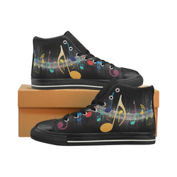 colorful-music-notes Men’s Classic High Top Canvas Shoes (Model 017)