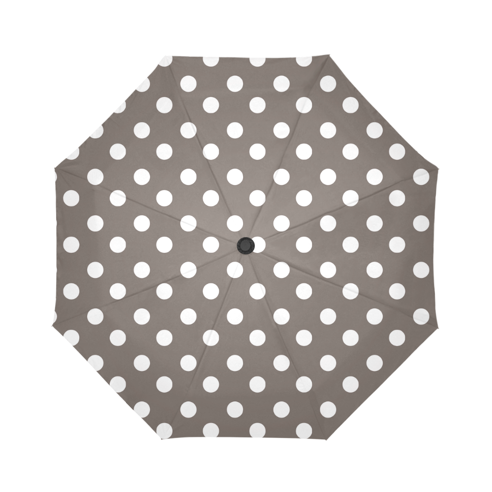 Beige Polka Dots Auto-Foldable Umbrella (Model U04)