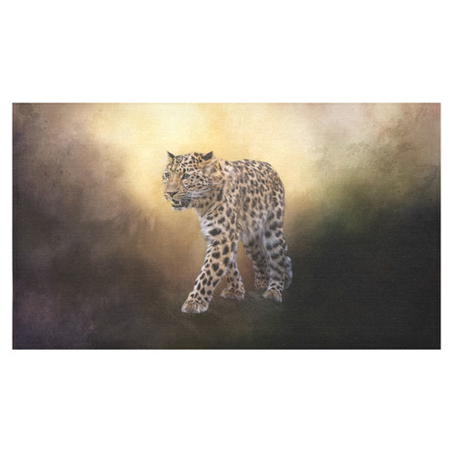 A magnificent painted Amur leopard Cotton Linen Tablecloth 60"x 104"