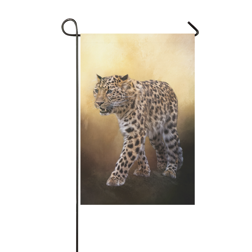 A magnificent painted Amur leopard Garden Flag 12‘’x18‘’（Without Flagpole）