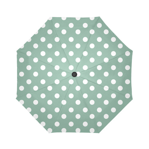 Mint Polka Dots Auto-Foldable Umbrella (Model U04)