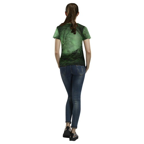 Fantasy Forest Goth Print Tee All Over Print T-Shirt for Women (USA Size) (Model T40)