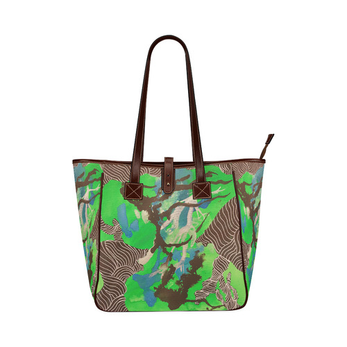 Green and Black Zentangle Abstract Tote Classic Tote Bag (Model 1644)