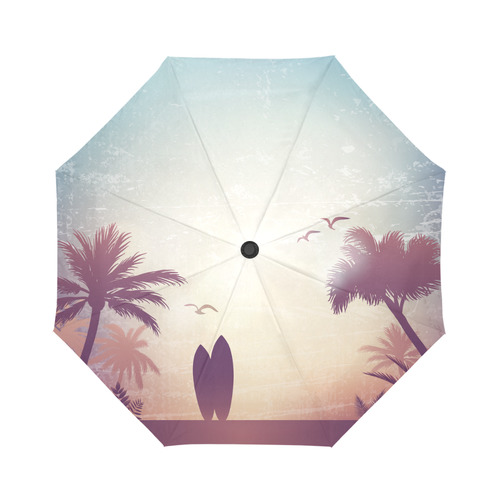 Tropical Summer Landscape Auto-Foldable Umbrella (Model U04)