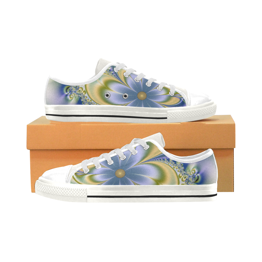 Silky Flowers Low Top Canvas Shoes for Kid (Model 018)