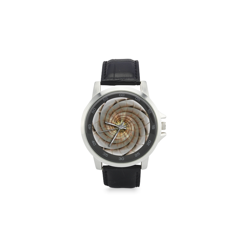 Spiral Eye 3D - Jera Nour Unisex Stainless Steel Leather Strap Watch(Model 202)