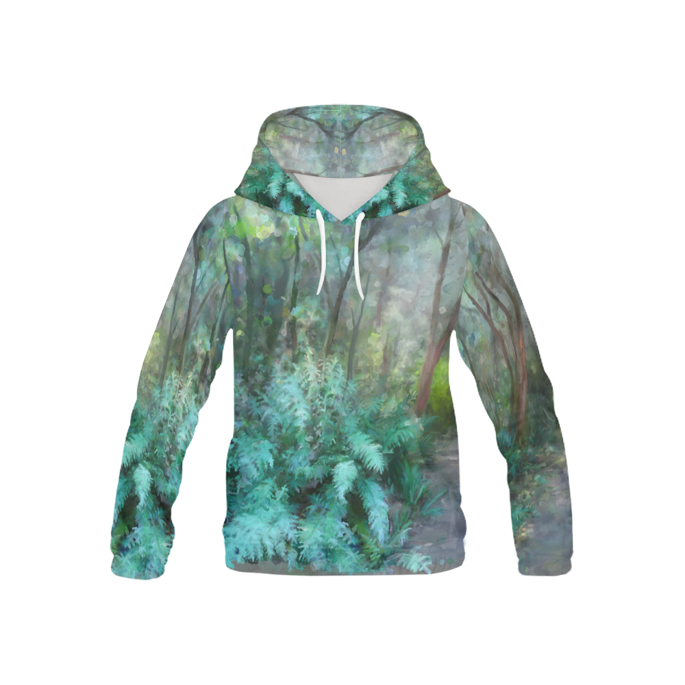 Bush, original watercolor painting, , landscape All Over Print Hoodie for Kid (USA Size) (Model H13)