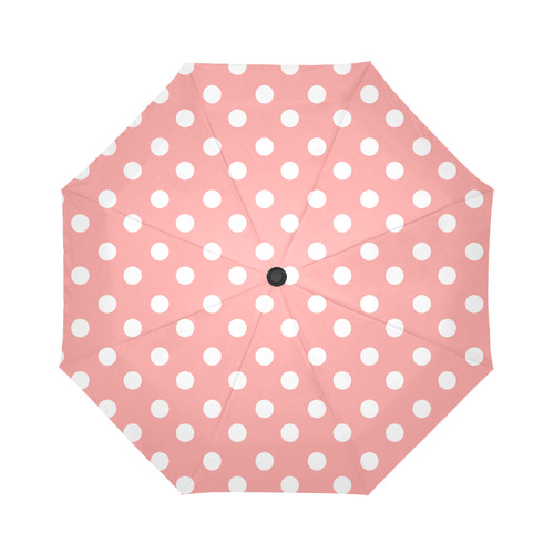 Coral Pink Polka Dots Auto-Foldable Umbrella (Model U04)