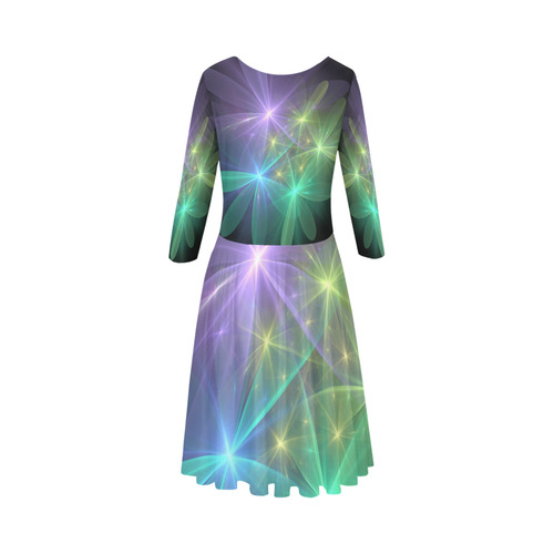 Ethereal Flowers Elbow Sleeve Ice Skater Dress (D20)