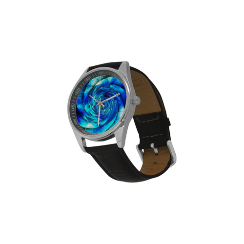 Galaxy Wormhole Spiral 3D - Jera Nour Men's Casual Leather Strap Watch(Model 211)