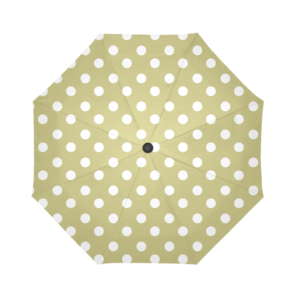 Olive Polka Dots Auto-Foldable Umbrella (Model U04)