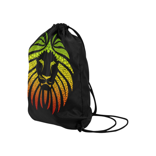 Rastafari Lion Dots green yellow red Large Drawstring Bag Model 1604 (Twin Sides)  16.5"(W) * 19.3"(H)