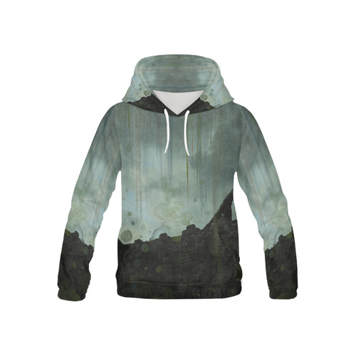 Celtic ruins, photo and watercolor, spooky horror All Over Print Hoodie for Kid (USA Size) (Model H13)