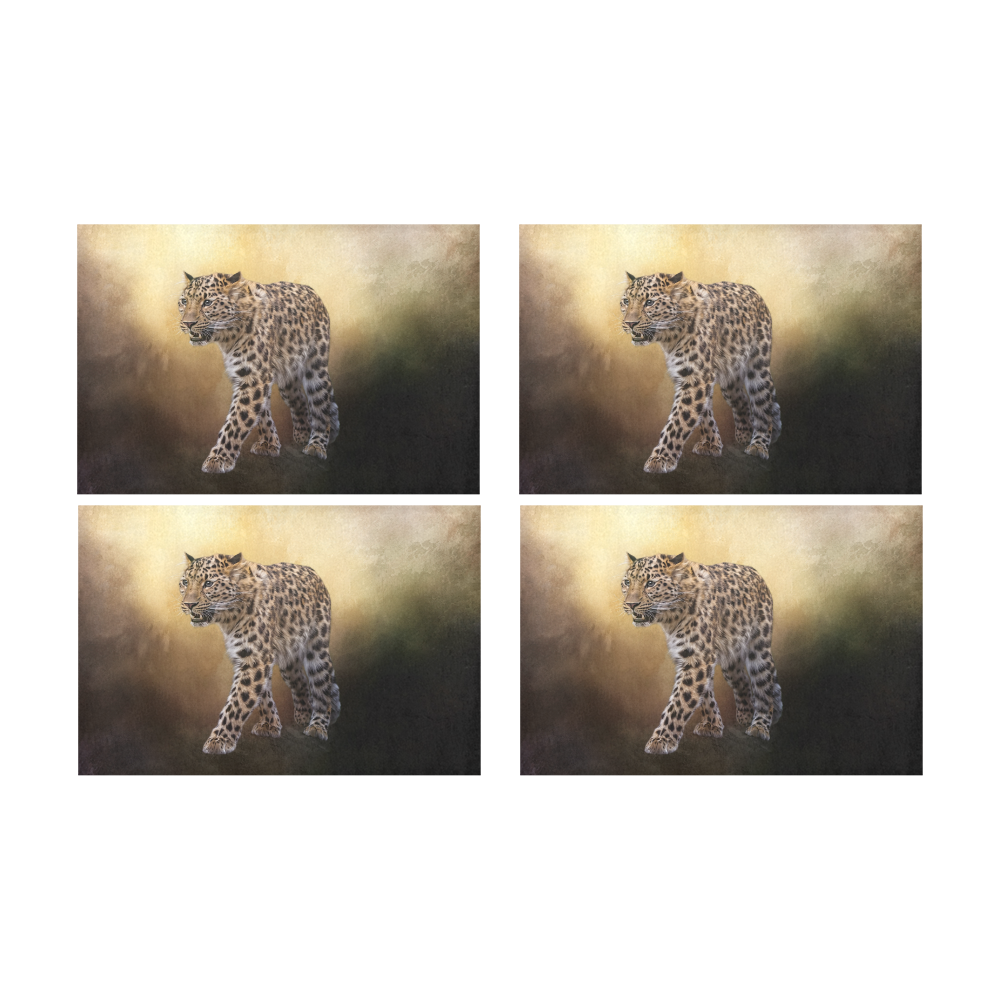 A magnificent painted Amur leopard Placemat 12’’ x 18’’ (Set of 4)