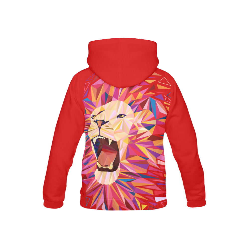 lion roaring polygon triangles All Over Print Hoodie for Kid (USA Size) (Model H13)