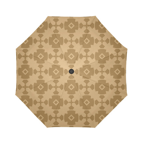 Dark tan Geometric Tile Pattern Auto-Foldable Umbrella (Model U04)