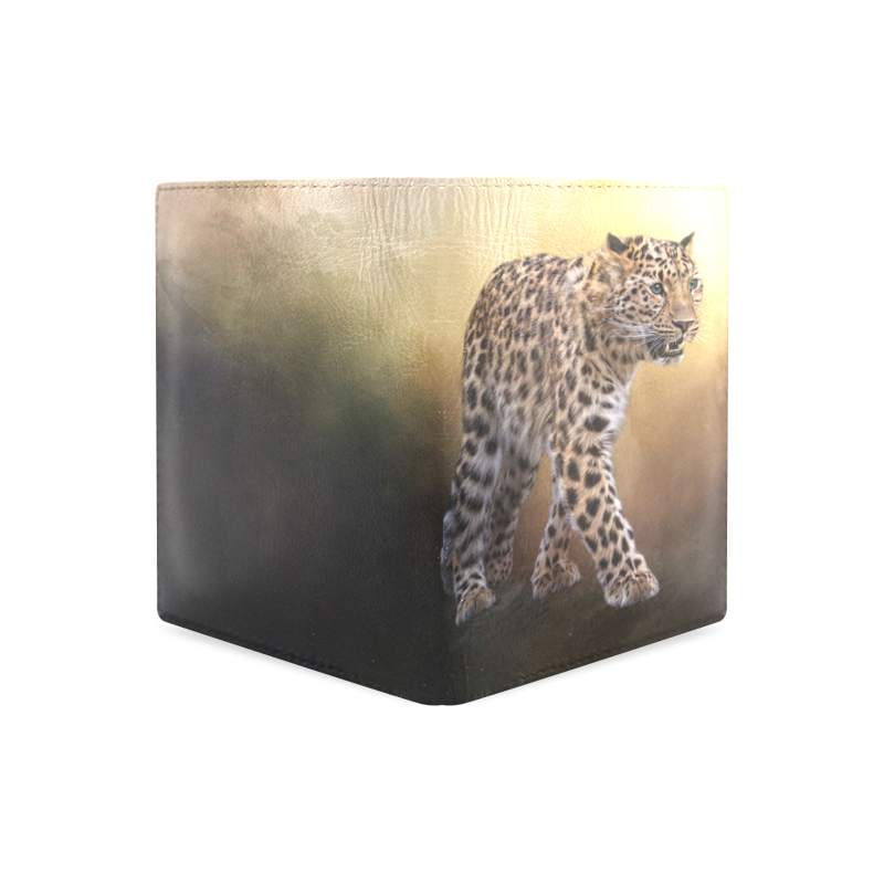 A magnificent painted Amur leopard Men's Leather Wallet (Model 1612)