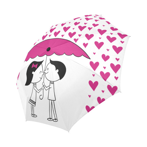 Romantic Couple With Hearts Auto-Foldable Umbrella (Model U04)