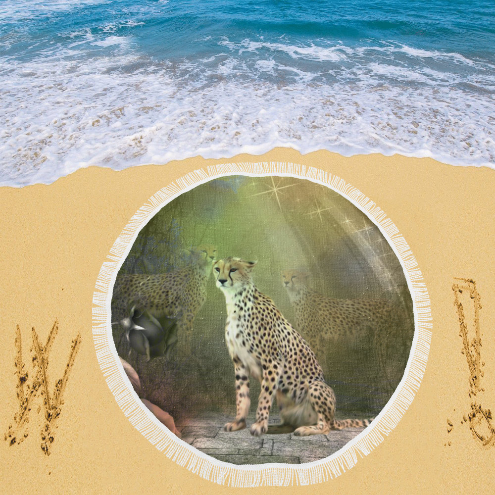 Beautiful leopard Circular Beach Shawl 59"x 59"