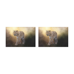 A magnificent painted Amur leopard Placemat 12’’ x 18’’ (Two Pieces)