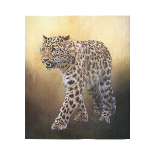 A magnificent painted Amur leopard Cotton Linen Wall Tapestry 51"x 60"