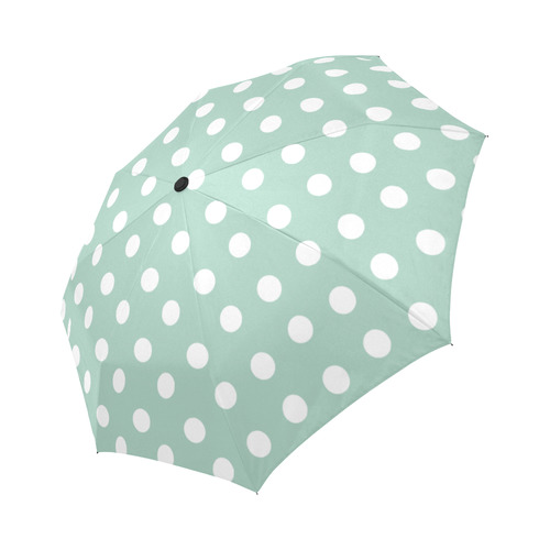 Aqua Polka Dots Auto-Foldable Umbrella (Model U04)