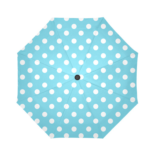 Cyan Polka Dots Auto-Foldable Umbrella (Model U04)